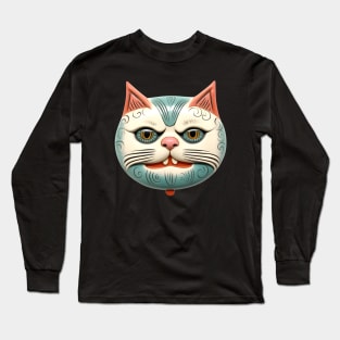 Retro Kitschy Cat Heads Long Sleeve T-Shirt